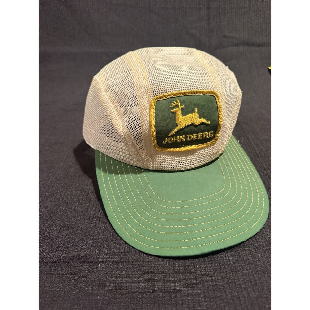 VTG John Deere Trucker Hat Louisville MFG Snapback Cap Patch Mesh Long Bill